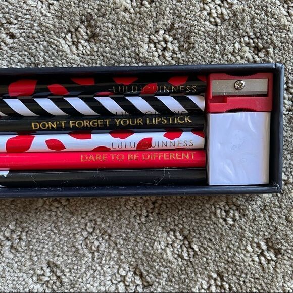 Lulu Guiness Pencil Case with 6 Pencils, Eraser and Sharpener NWT - Picture 4 of 6